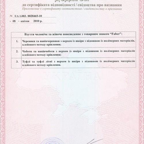 Дополнение к сертификату соответствия 2010г.