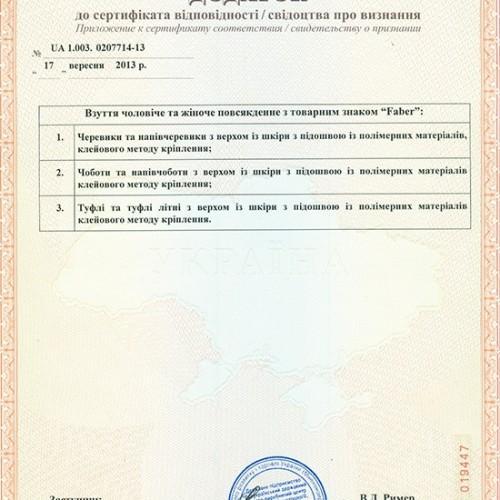 Дополнение к сертификату соответствия 2013 г.